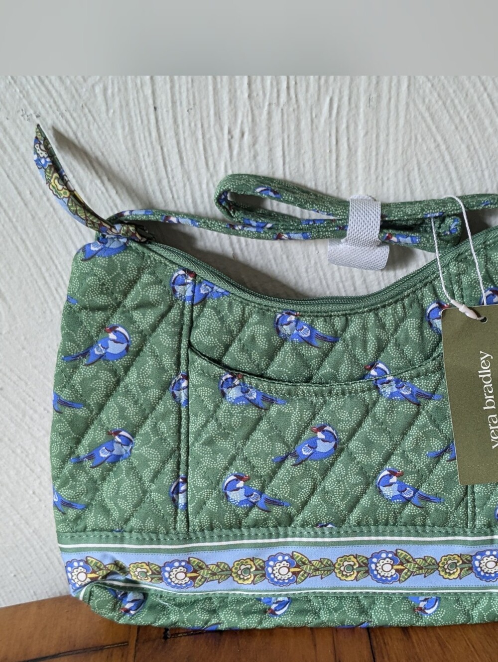 Vera Bradley Green Birds Post Shoulder Bag - Picture 4 of 5